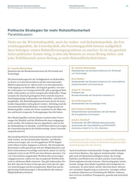 2. BDI-Rohstoffkongress am 20. März 2007 in Berlin Ergebnisbericht ...