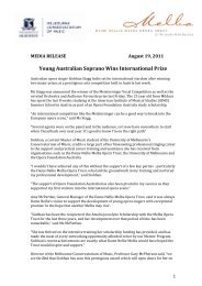 Read the entire press release here - Dame Nellie Melba Opera Trust