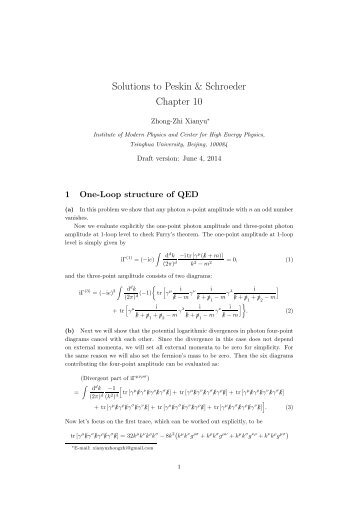 Solutions to Peskin & Schroeder Chapter 10