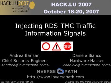 Injecting RDS-TMC Traffic Information Signals