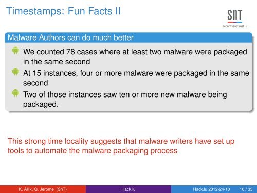 Hack.lu edition 2012 A forensic analysis of Android Malware