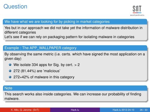 Hack.lu edition 2012 A forensic analysis of Android Malware