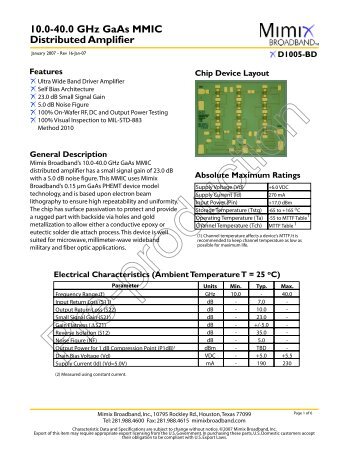 10.0-40.0 GHz GaAs MMIC Distributed Amplifier