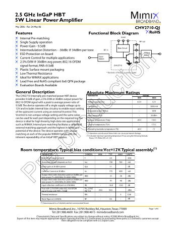 2.5 GHz InGaP HBT 5W Linear Power Amplifier