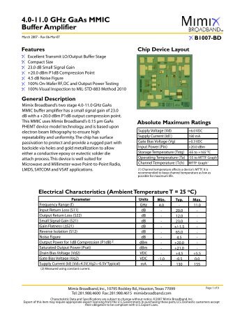 4.0-11.0 GHz GaAs MMIC Buffer Amplifier