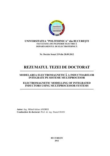 REZUMATUL TEZEI DE DOCTORAT