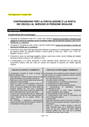 contrassegno per la circolazione e la sosta dei veicoli al servizio di ...