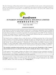 SUNGREEN INTERNATIONAL HOLDINGS LIMITED 綠 陽 國 際 控 股 有 限 公 司