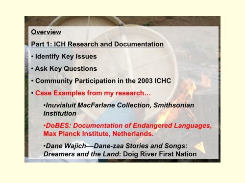 Intangible Cultural Heritage Research and Documentation