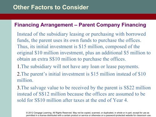 Subsidiary versus Parent Perspective