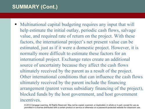 Subsidiary versus Parent Perspective