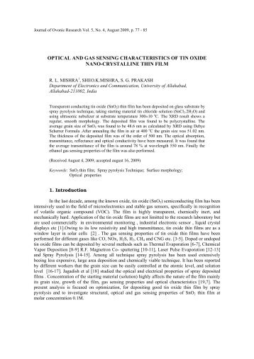 Investigation of Properties of Tin Oxide Thin Film