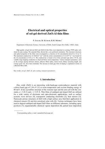 Electrical and optical properties of sol-gel derived ZnO:Al thin films