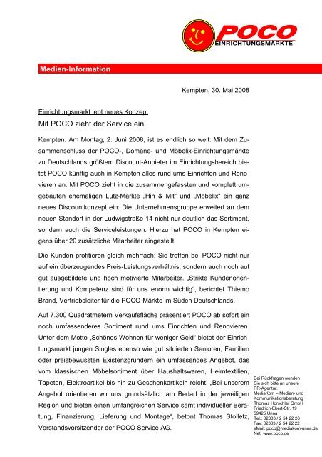 Medien-Information Mit POCO zieht der Service ein