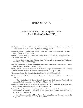 INDONESIA - Mario Einaudi Center for International Studies