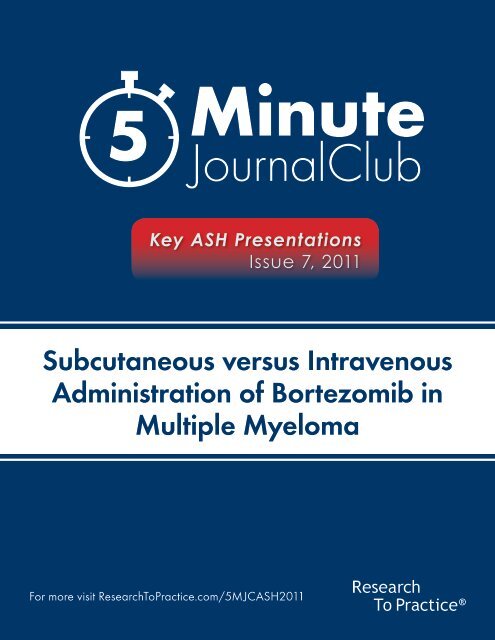 Subcutaneous versus Intravenous Administration of Bortezomib in Multiple Myeloma