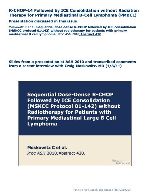 Therapy for Primary Mediastinal B-Cell Lymphoma (PMBCL)