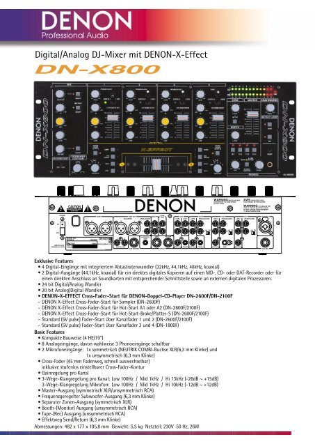 DN - X 800 Bedienungsanleitung - DJ-Corner