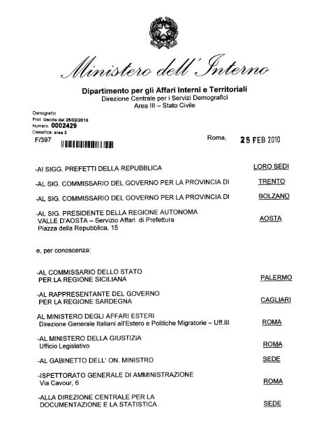 Dipartimento per gli Affari Interni e Territoriali
