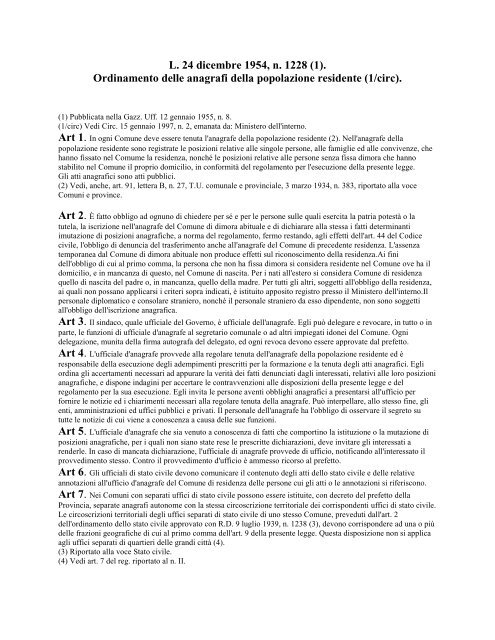 Legge Anagrafica 1228_54_1.pdf - Direzione centrale per i servizi ...