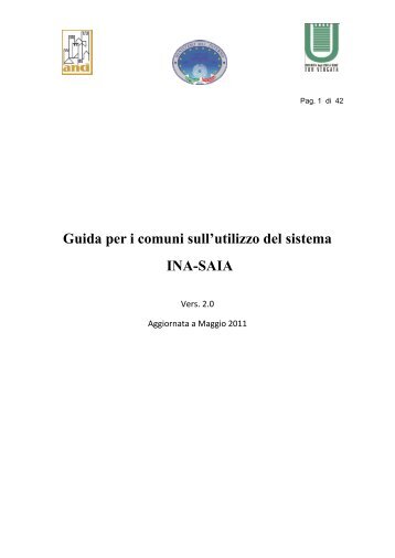 Guida per i comuni sull’utilizzo del sistema INA-SAIA