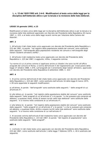 L. 16.1.92 n. 15 artt 2-4-6-11_0.pdf - Direzione centrale per i servizi ...