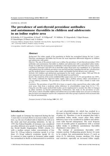 The prevalence of anti-thyroid peroxidase antibodies and ...