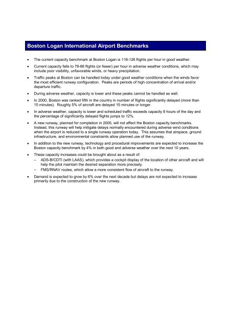 Airport Capacity Benchmark Report 2001