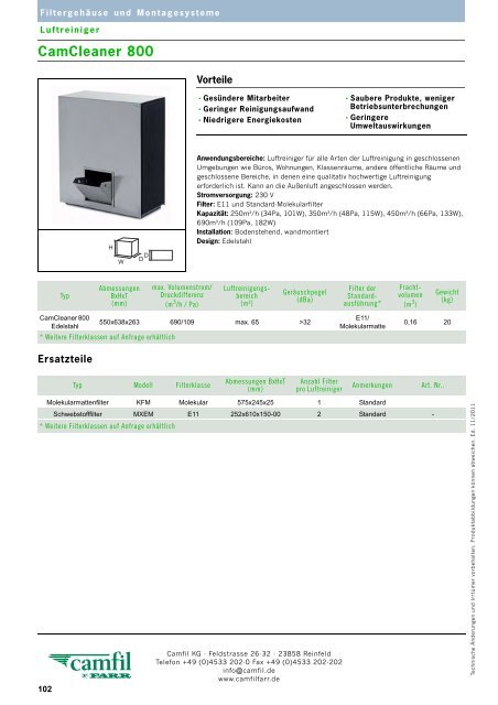 Filterklasse F5 - Camfil Farr