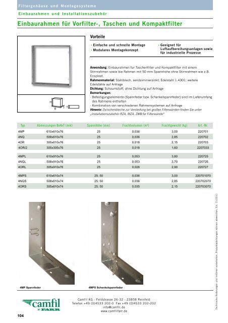 Filterklasse F5 - Camfil Farr