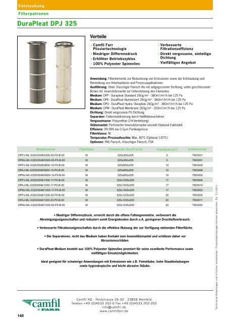 Filterklasse F5 - Camfil Farr