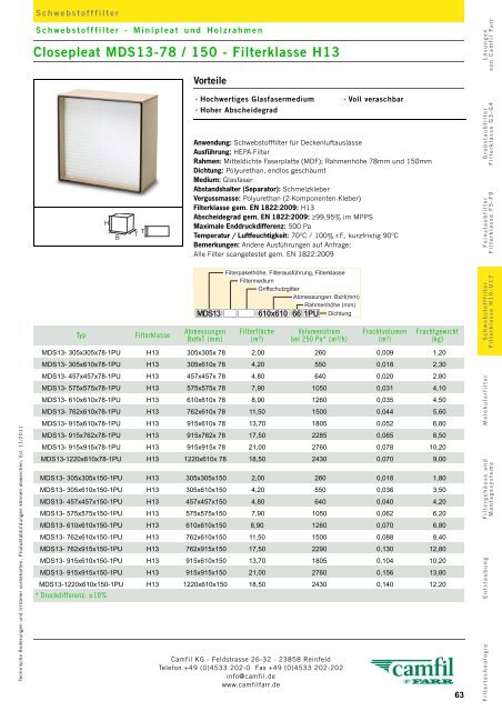 Filterklasse F5 - Camfil Farr