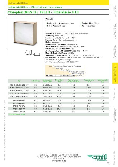 Filterklasse F5 - Camfil Farr