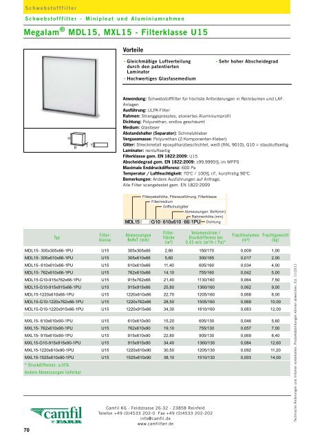 Filterklasse F5 - Camfil Farr