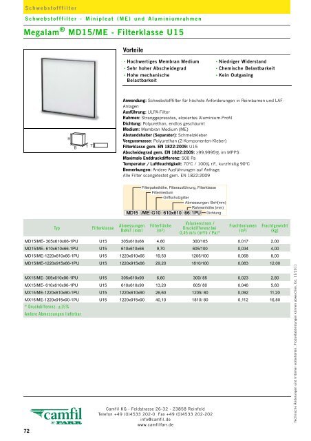 Filterklasse F5 - Camfil Farr