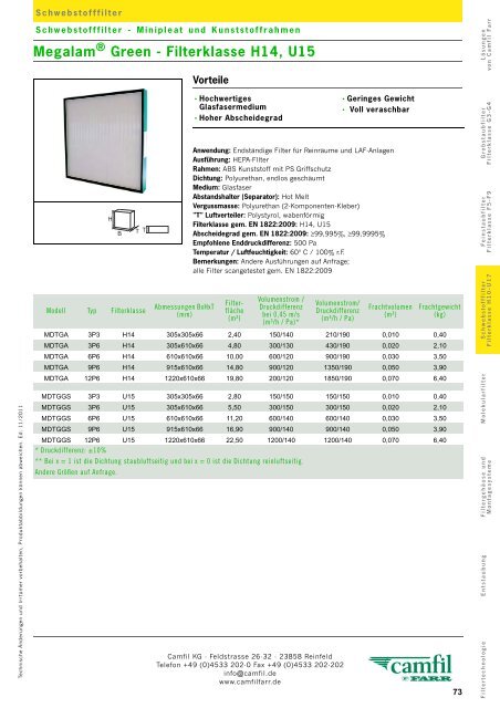 Filterklasse F5 - Camfil Farr