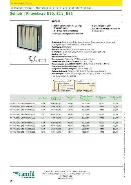 Filterklasse F5 - Camfil Farr