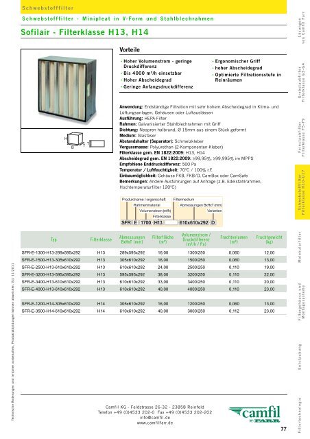 Filterklasse F5 - Camfil Farr