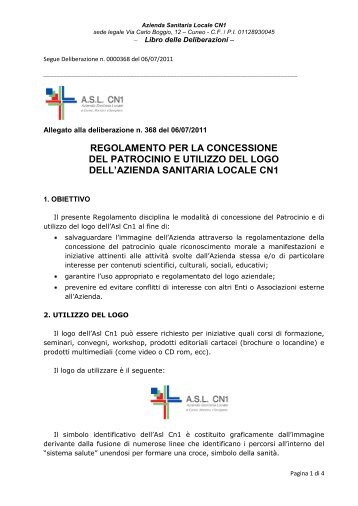 REGOLAMENTO PER LA CONCESSIONE DEL ... - ASL CN1