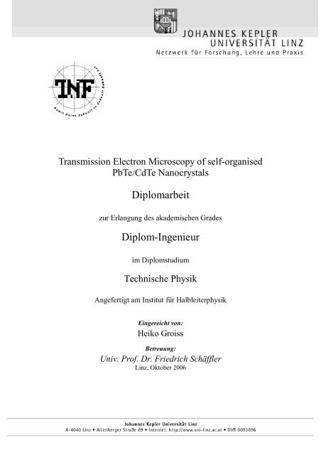 Diplomarbeit Diplom-Ingenieur - Institut für Halbleiter