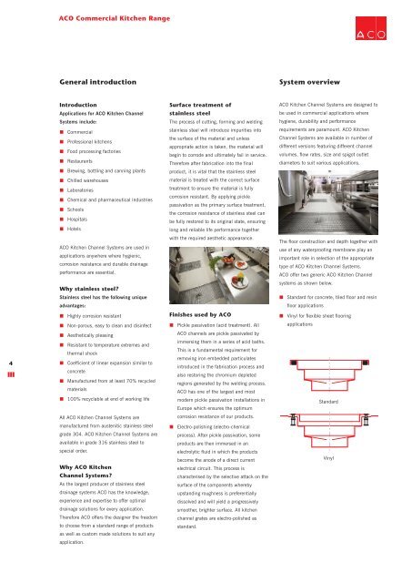ACO Commercial Kitchen & Food Processing Drainage Systems