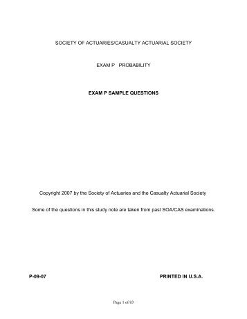 Sample Exam I from CAS 2007