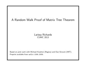 A Random Walk Proof of Matrix Tree Theorem