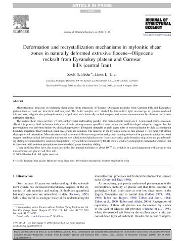 Deformation and recrystallization mechanisms in mylonitic shear ...