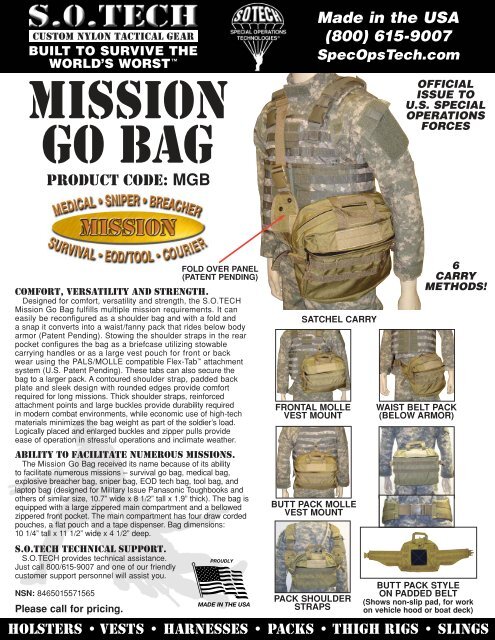 mission go bag sell sheetr2 - S.O. Tech