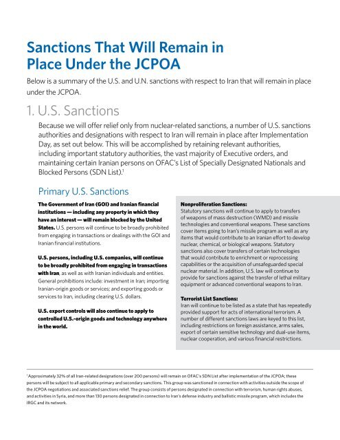 WHAT YOU NEED TO KNOW ABOUT THE JCPOA