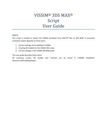 VISSIM® 3DS MAX® Script User Guide