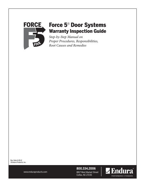 Force 5 Door Systems Warranty Inspection Guide ... - Endura Products