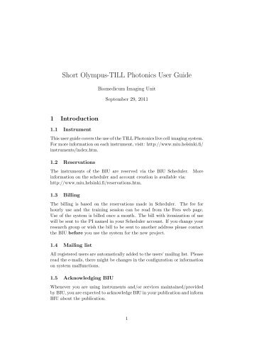 Short Olympus-TILL Photonics User Guide - Biomedicum Imaging ...