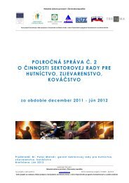 polročná správa č. 2 o činnosti sektorovej rady pre hutníctvo ...